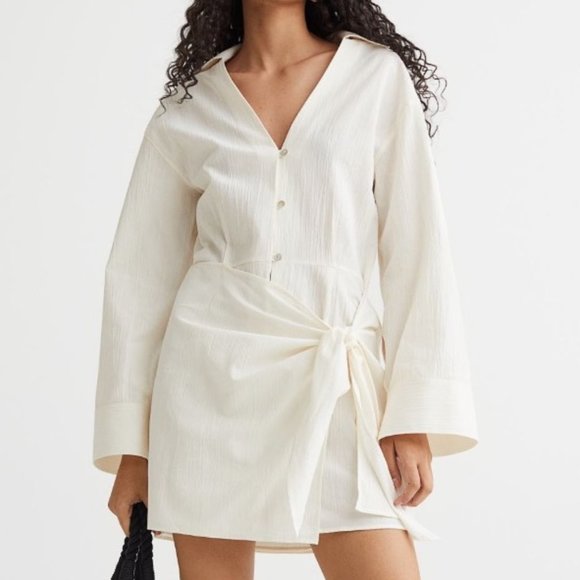 H&M short shirt dress - cream - Picture 1 of 5